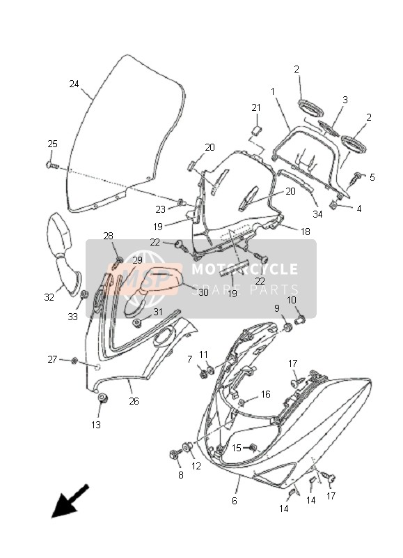 Yamaha XP500A T-MAX 2007 Windshield for a 2007 Yamaha XP500A T-MAX